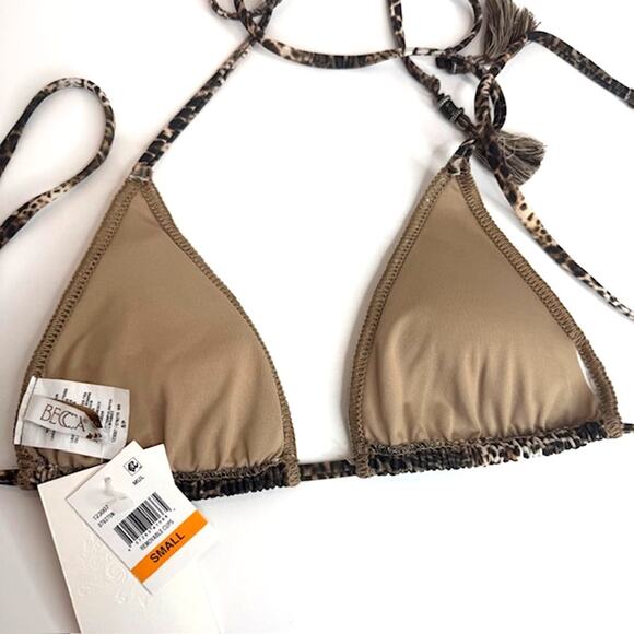 BECCA Women's Leopard Triangle Tassel Bikini Top, Swimwear Separates - Picture 8 of 13